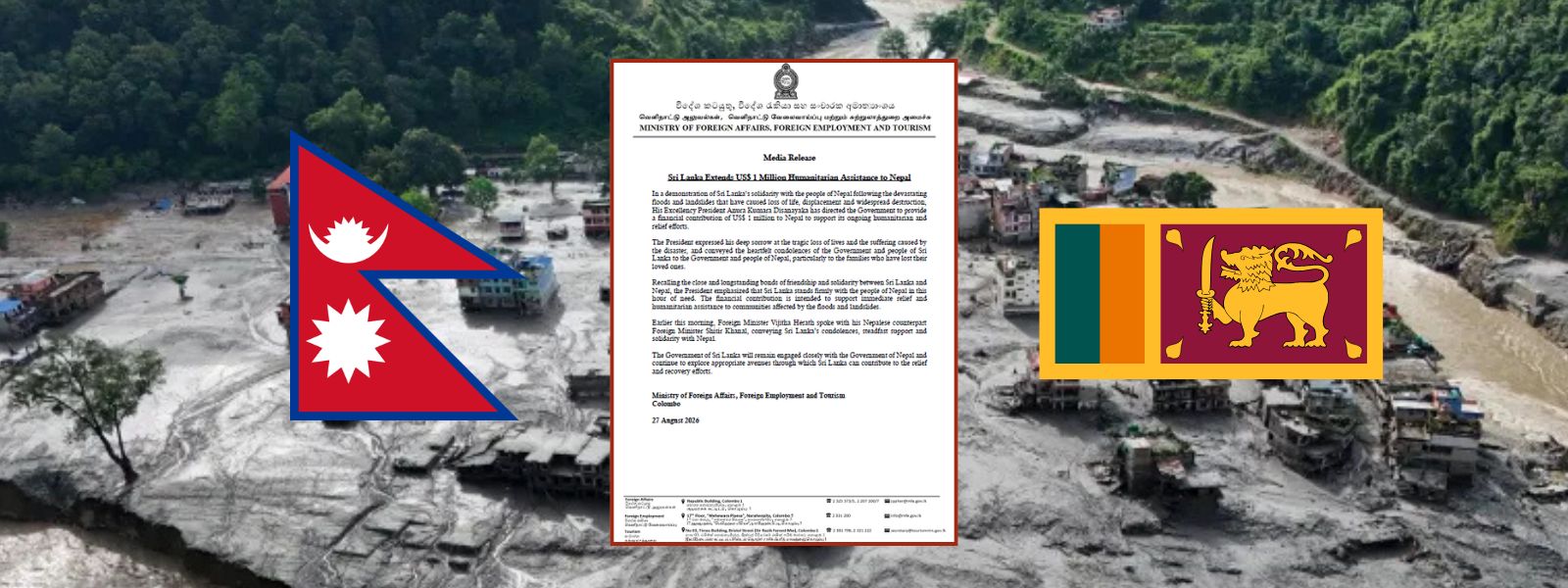 Sri Lanka To Support Nepal With USD 1M Assistance